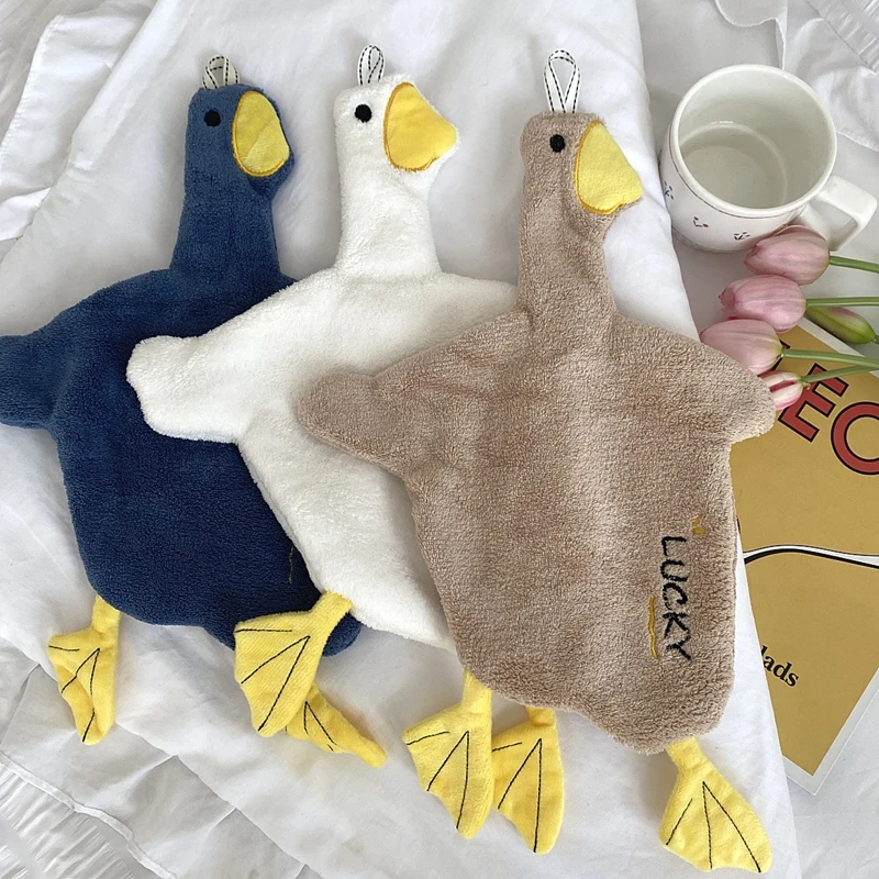 Kitchen Cleaning Cloths Cute Duck Soft Hand Towel Cartoon Absorbent Hanging Cloth Handkerchief Wipe Clean Kids Towels |