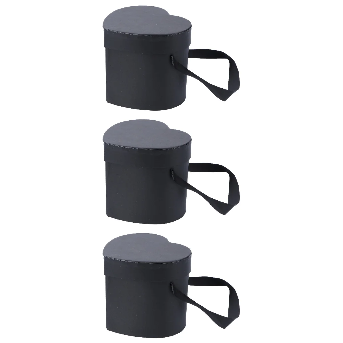 

3 pcs Valentine's Day Flower Bucket Heart Shape Flower Wrapping Gift Box (Black)