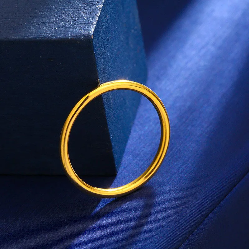 

Women Trendy Simple Pure Ring Unisex Thin Minimalist Smooth Golden Circle Finger Ring Anillos For Men Party Jewelry Gift