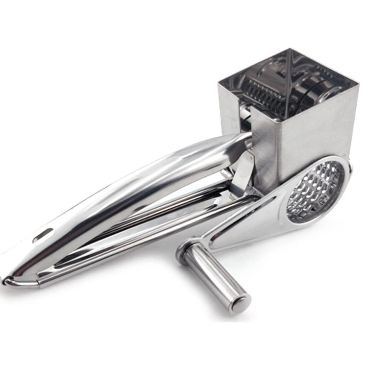 

Вращающийся сырный тёрка, измельчитель, кухонные аксессуары, резак из нержавеющей стали, измельчитель с 3 барабанными лезвиями, кухонные ин...