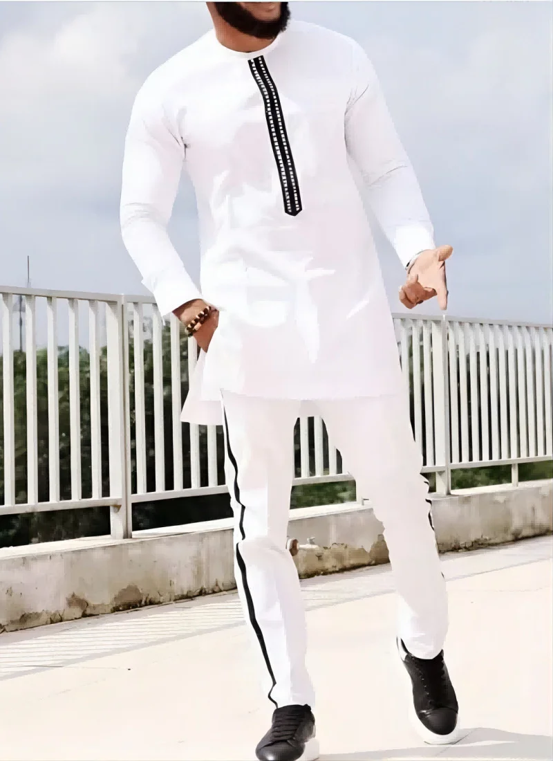 

Men Sets Clothes Outfit New In 2023 Fashion Casual Ethnic Style Long Sleeve Shirts And Sweatpants 2Peice Party Wedding Men Suits
