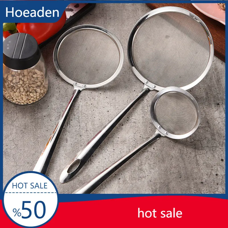 

Long Handle Stainless Steel Oil Colander Spoon Fine Mesh Colander Kitchen Tool