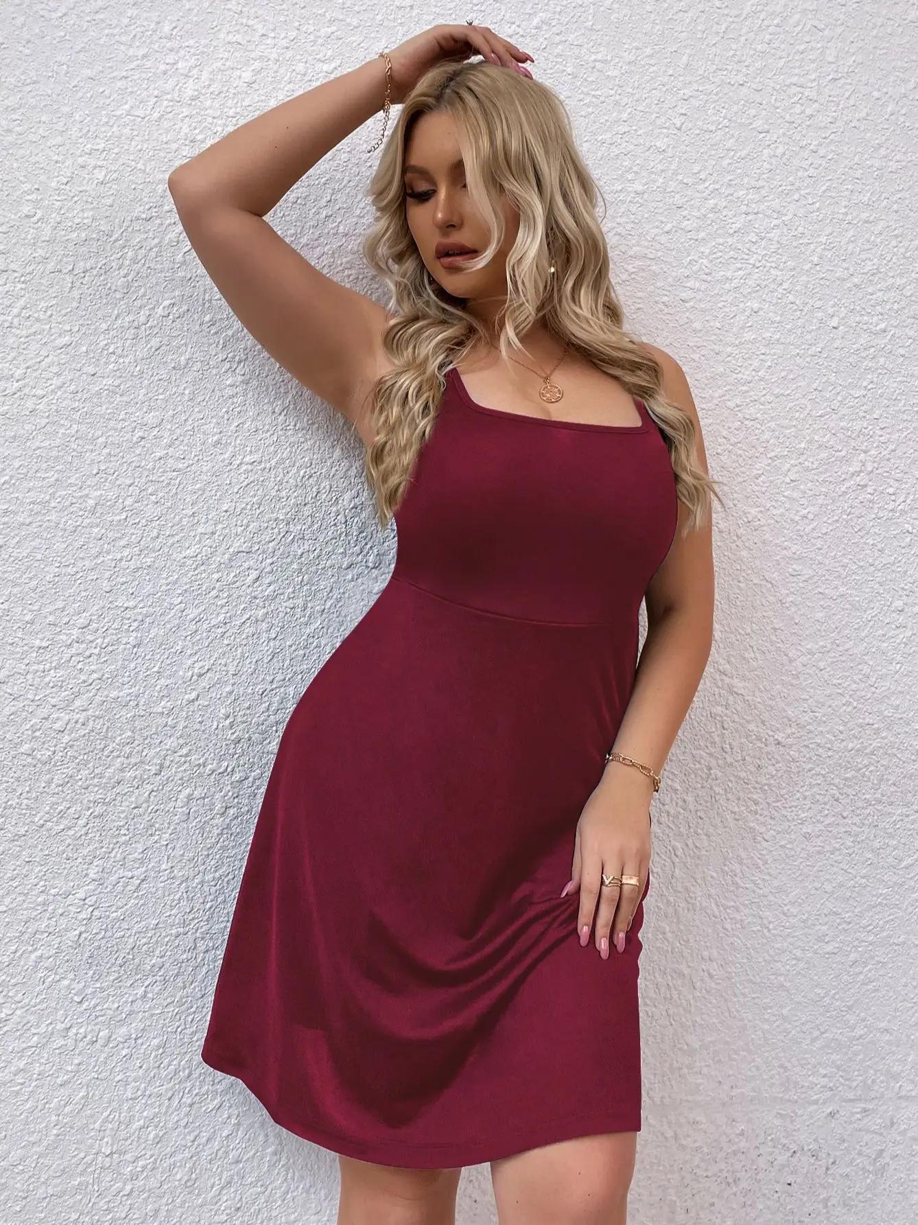

EARO Sleeveless Mini Dress Women's Plus Size Tank A Line Wine Red 4XL Oversized 2022 Summer Sexy Casual Evening Party Dresses