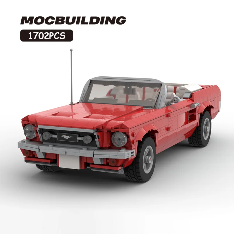 

MOC Building Blocks US Pony Car Convertible Sportcar City Vehicle Models Racing Transportation Tool Assembled Blocks 1702PCS