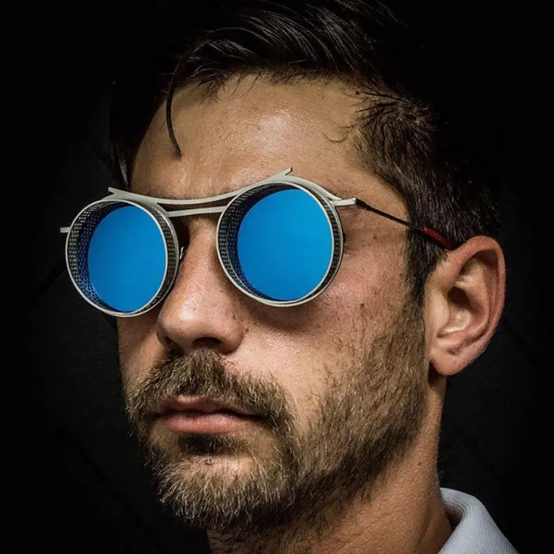 

2022 New Metal Steampunk Sunglasses Men Women Polarizing Glasses Fashion Round Glasses New Vintage Punk Metal Frame Sunglasses