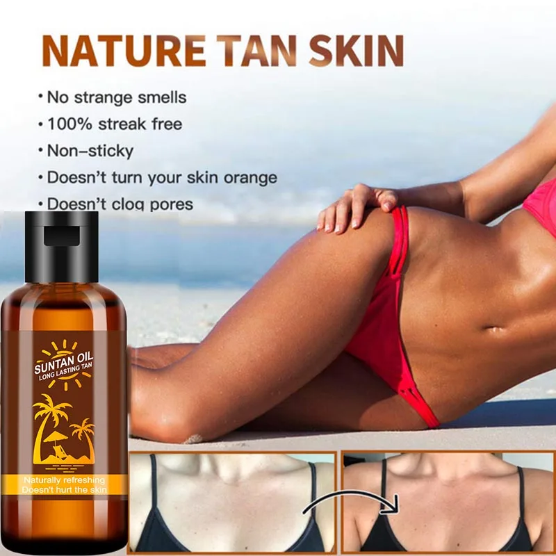 

35ml Self-Tanning Body Oil Natural Sun Lotion Long Lasting Face Sunscreen Healthy Bronzer Body Complexion Fast Tanning Oil