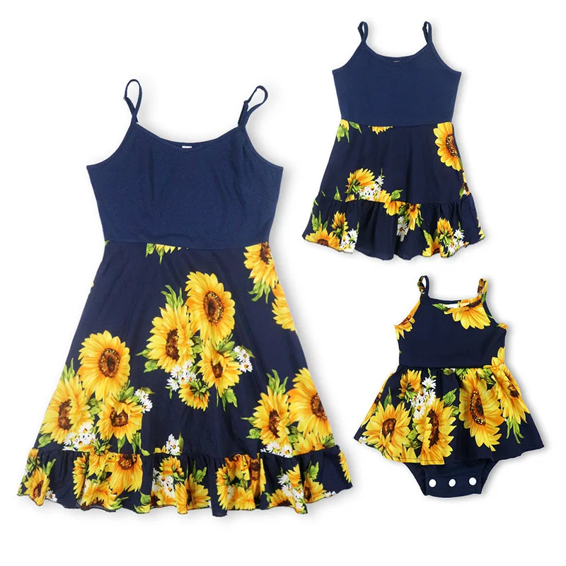 

Семейный наряд, подходящая летняя синяя Солнцезащитная одежда для мамы и дочки, женское и женское платье