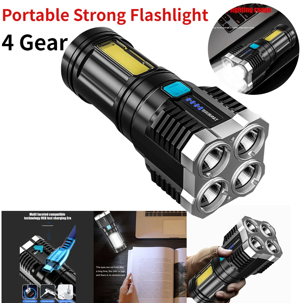 

4 светодиода + COB портативная вспышка Cob боковой свет легкий вес светильник ing USB Перезаряжаемый фонарь для кемпинга светильник ильник для кем...