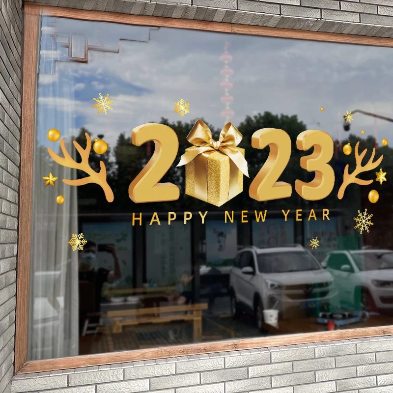 

2023 новогодние наклейки на окно DIY новогодние праздничные настенные наклейки для гостиной детского сада стеклянные украшения для дома