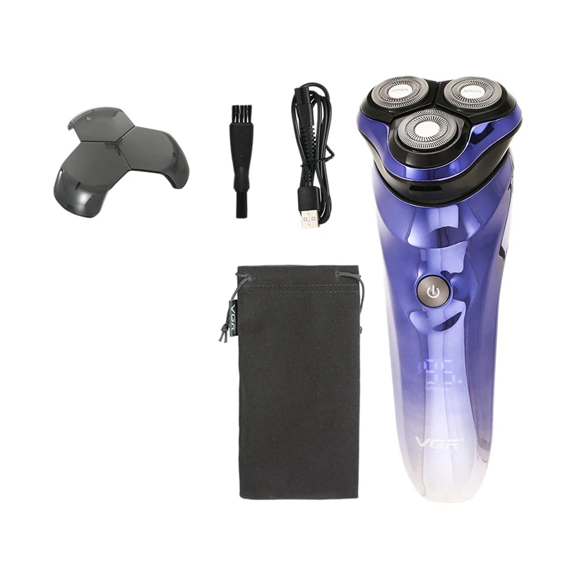 

VGR V-305 3D бритва для мужчин IPX7 водонепроницаемая для влажного и сухого бритья бороды с двойным светодиодным дисплеем