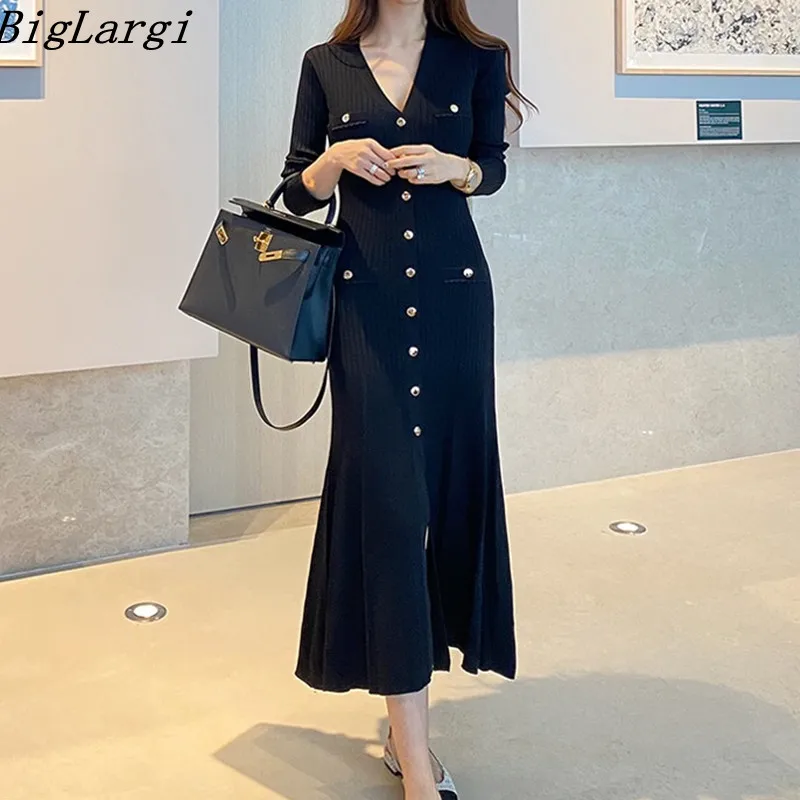 

Sexy V-neck Knitted Bodycon Dress Women Korean Cotton Office Chic Elegant Ladies Dresses 2023 Casual Vestidos