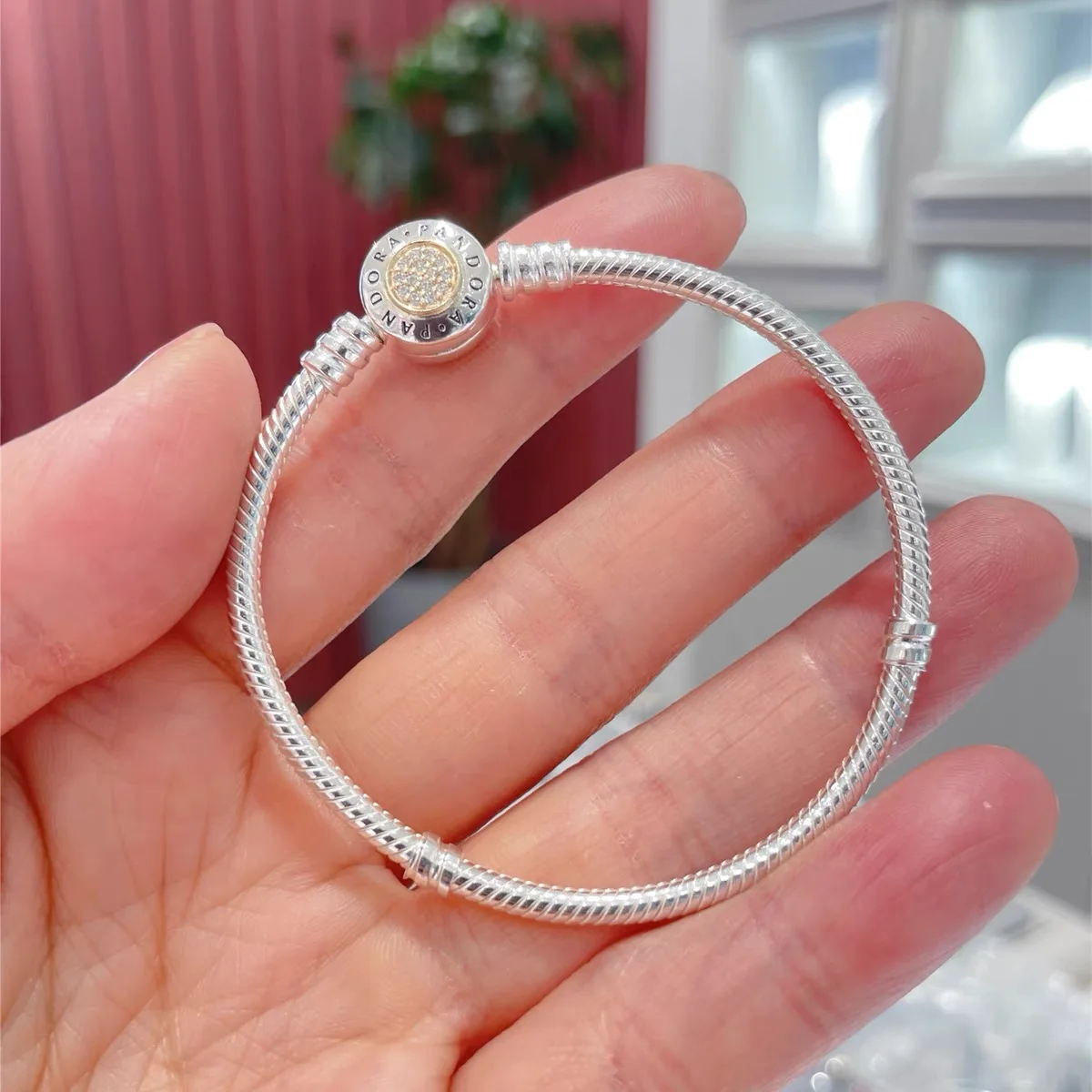 

2023 NEW 925 Sterling Silver Heart Clasp Snake Bone Chain Bracelet Fit Original Love Charm Bangle DIY Jewelry