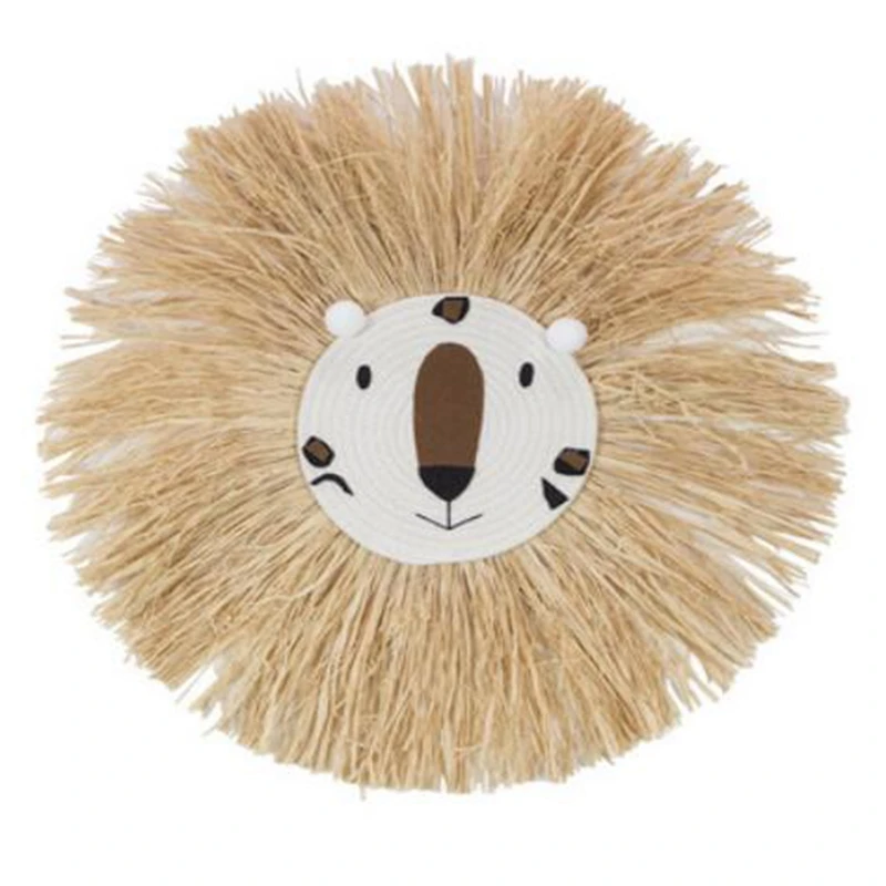 

Cartoon Lion Hanging Decorations Thread Weaving Animal Head Ornament Kids Room Wall Home Accessory Type