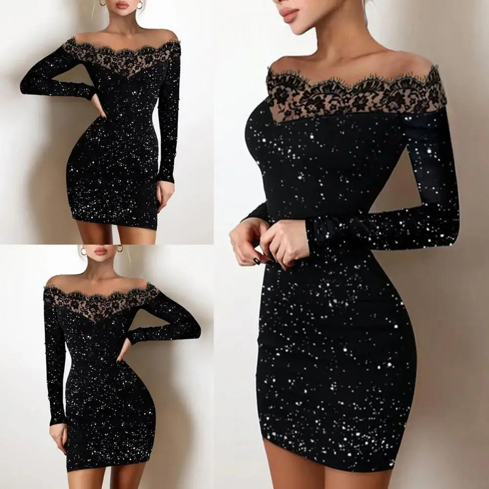 

Above Knee Length Sexy Women Skinny Sheath Dress Clothing Short Dress Long Sleeve for Travel