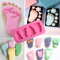 cute silicone baby foot mold for cake decoration fondant 3d feet mould moldes de silicone baking pink cake decorating tools