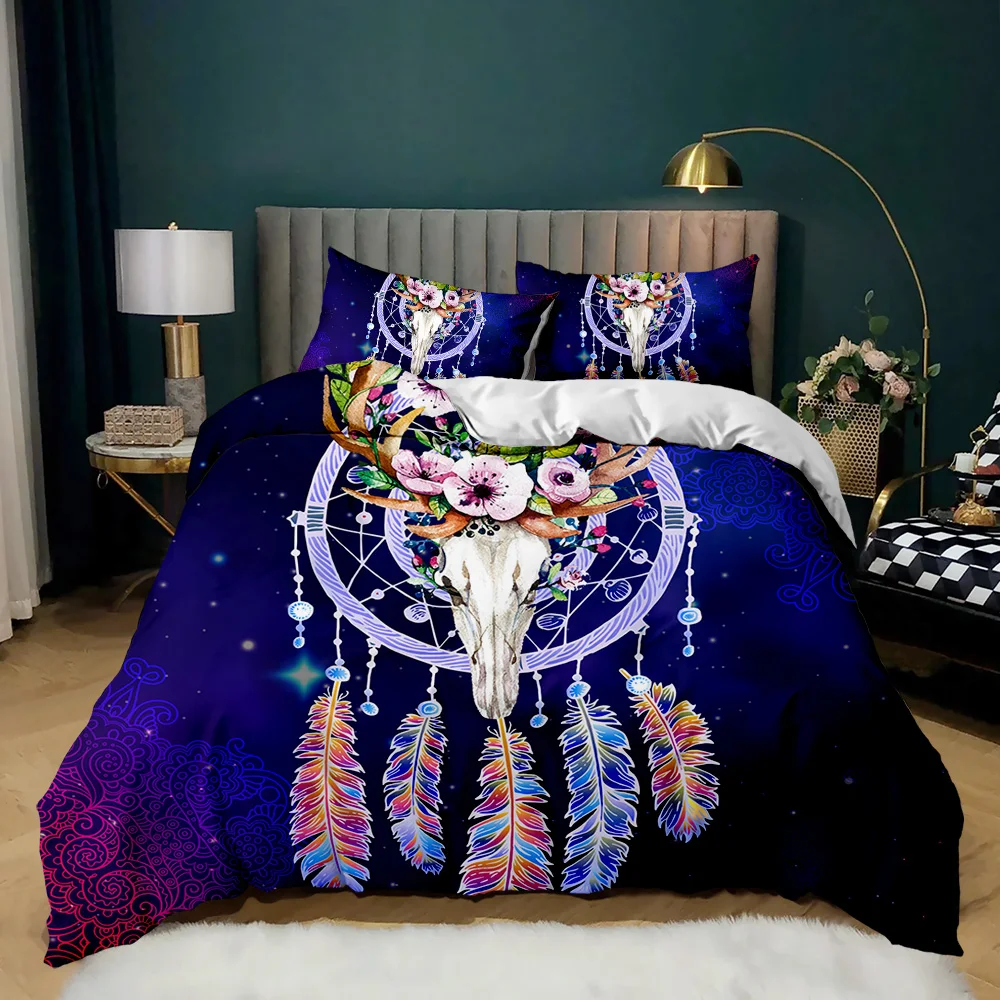 

Dream Catcher Feather Comforter Cover Kids Bohemian Mandala Bedding Set Queen King Twin Size Polyester Duvet Cover for Girls