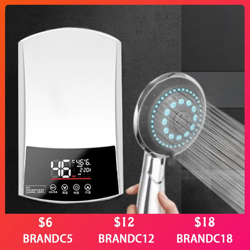 

Instant Boiler Douche 220V Badkamer Kraan Eu Boiler 7000W Digital Display Voor LandHuis cottage Hotel Leakage Protect Switch