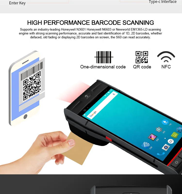 Фото Портативный мобильный терминал Blovedream 5,5 дюйма с Wi-Fi, 4G, Android и встроенным RFID-термопринтером №2
