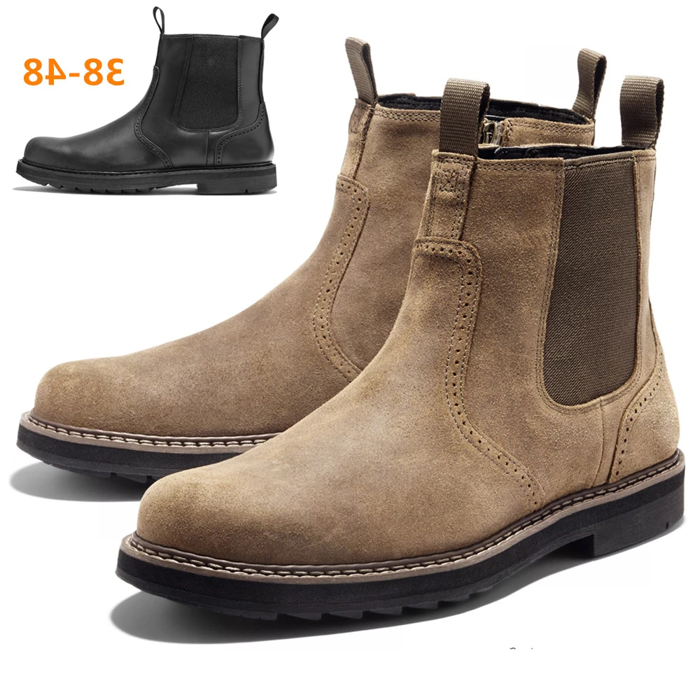 

Новинка 2023, высококачественные мужские ботильоны, износостойкие, Нескользящие, высокие кожаные ботинки, мотоциклетные ботинки