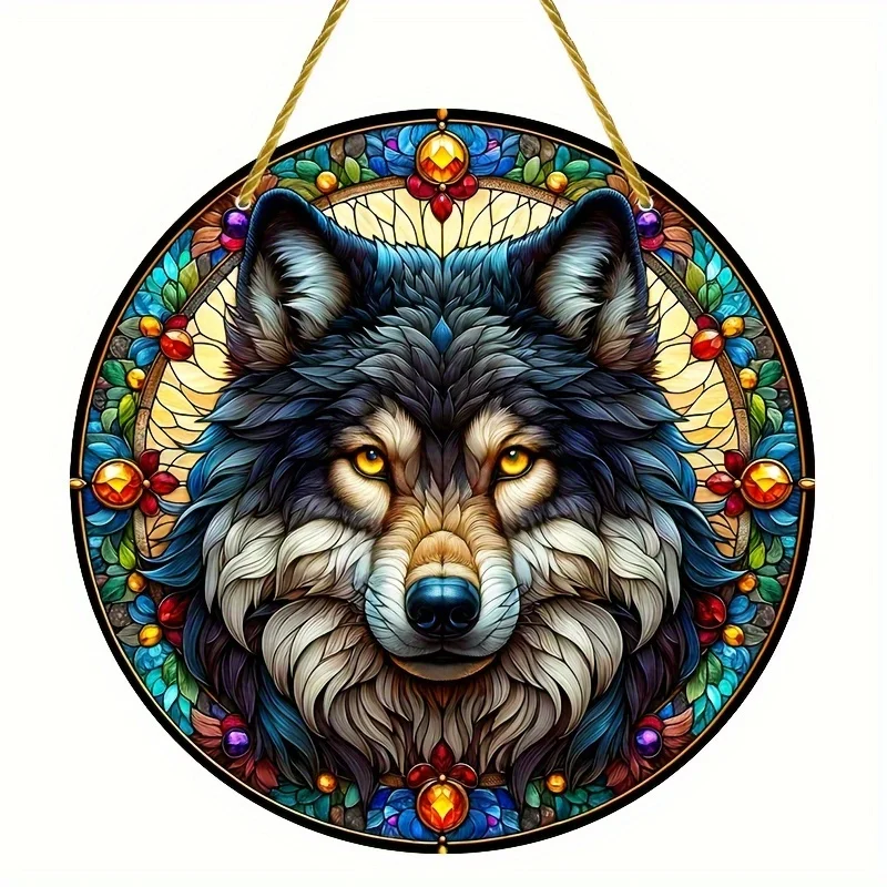 Wolf King Sun Catcher 3D визуально окрашенный акриловый декор для окон творческий дом сад