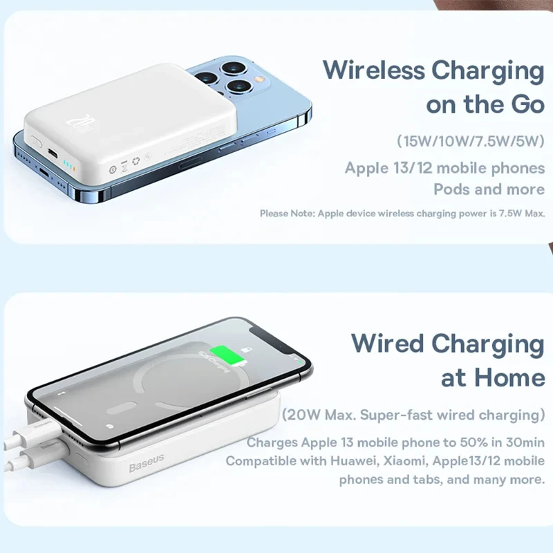 Baseus 10000 мАч Power Bank Магнитное беспроводное зарядное устройство 6000 мАч Powerbank для iPhone 14 15 16 Pro Мини Портативный внешний аккумулятор (art.: 3920cbbd762fe) - 3920cbbd762fe