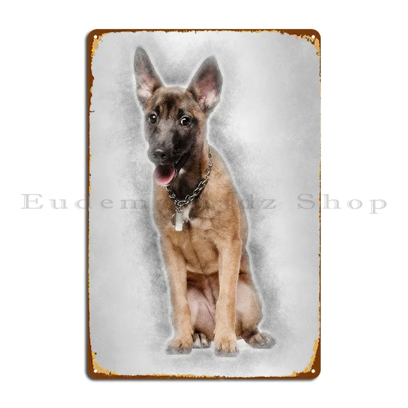 

Portrait Of Belgian Shephe Metal Plaque Painting Garage Designing Printed Cinema Tin Sign Poster