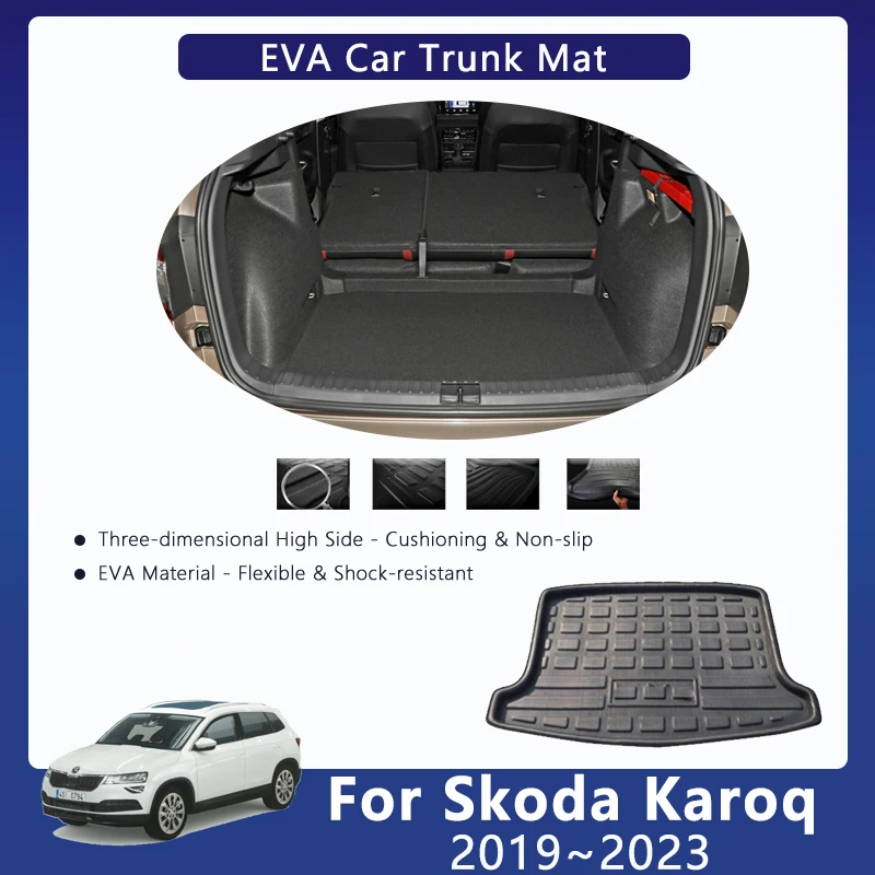 

Автомобильные коврики из ЭВА для заднего багажника Skoda Karoq NU7 2019 2020 2021 2022, водонепроницаемый багажник, искусственный ковер, грузовые аксессуары для автомобиля