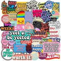 50pcs pack motivational phrases sticker quotes sentences waterproof for laptop phone skateboard office study room graffiti decal