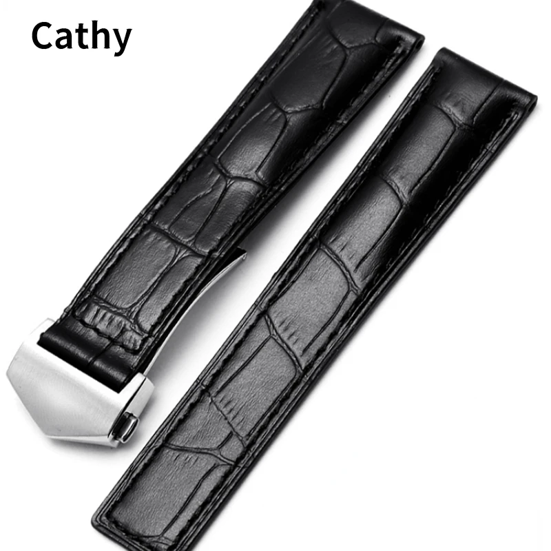 

Genuine Leather Watch Strap for Tag Heuer Calila F1 Heritage Monaco Heuer Folding Buckle Soft Comfortable Men Watch Band 22mm