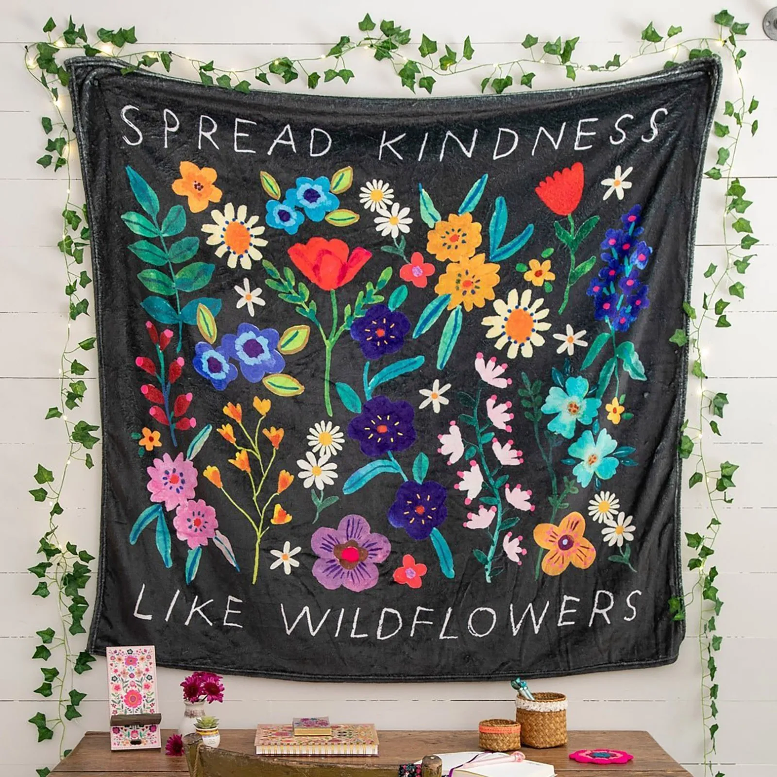 

Tapestry Blanket Digital Printed Flannel Blanket Super Soft Blanket With Encouraging Words Vintage Watercolour Look Home Decor