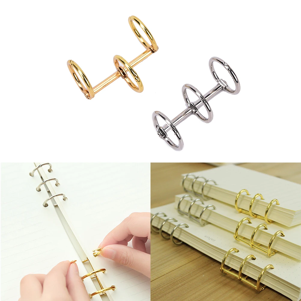 

1 PC Metal Notebook Loose-leaf Binder 3 Rings Loose-leaf Binder Ring Buckle Album Paging Hinge Key Ring