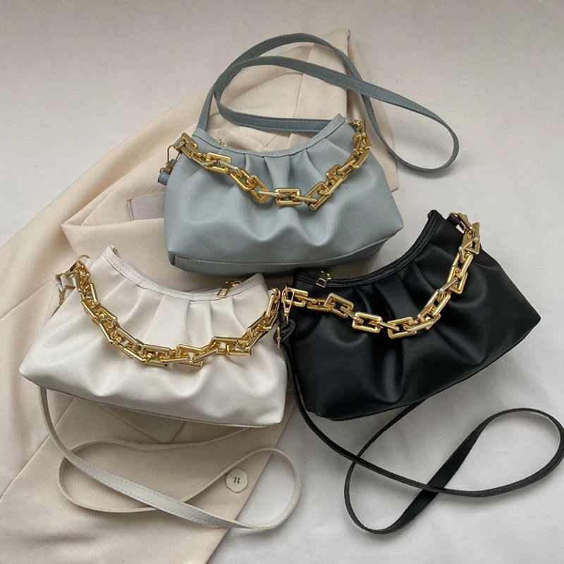 JinMantang Fashion Summer Crossbody Bags Pleated Pu Leather Shoulder Bag Women's Chain Handbags And Purses