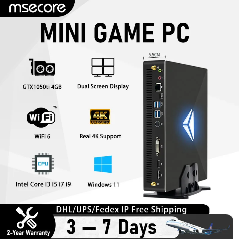 MSECORE Intel Core  i3 i5 i7 i9 GTX1050TI 4G Dedicated Card Gaming Mini PC Windows 11 Mini Desktop Computer Linux NVME SSD WIFI6