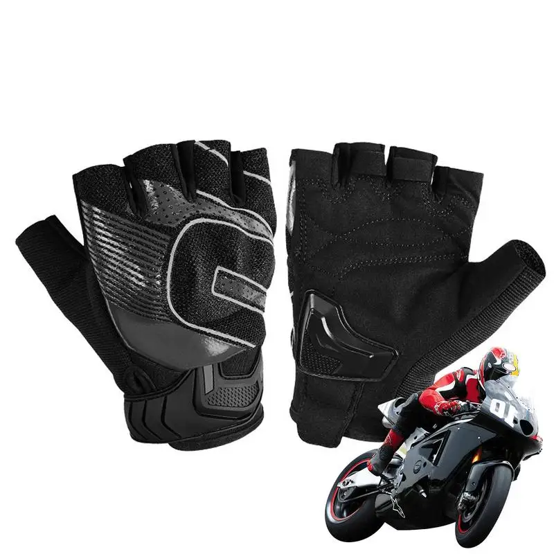 

Мотоциклетные перчатки без пальцев, Нескользящие байкерские перчатки с гелевыми ладонями для работы с сенсорным экраном