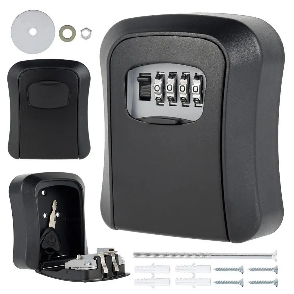 

Wall Mount Key Storage Secret Box Organizer 4 Digit Combination Password Security Code Lock No Key Home Key Safe Box