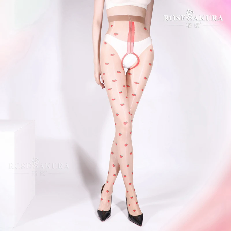 Женские колготки Aurora блестящие клубничные с высокой талией шелковистые