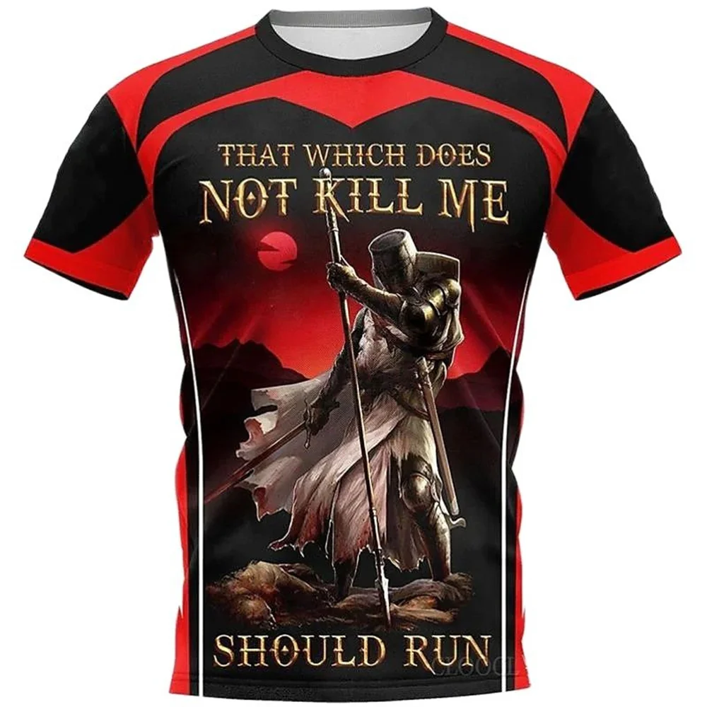 

2022 Vintage Knights Templar T Shirt For Men 3d Printed Men's Knights Tshirt Oversized Short Sleeve Samurai Tops Tee Shirt Man