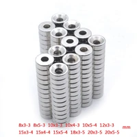 10pcs strong neodymium magnets with hole dia 8mm 20mm with m3 m4 m5 countersunk ring hole rare earth round n35 magnet strong
