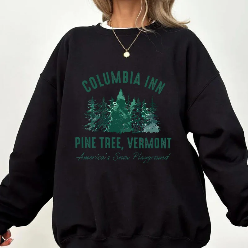 White Christmas Movie Sweatshirt Columbia Inn Pine Tree Vermont Hoodies Pullover Crewneck Sweatshirts 90s Xmas Coat