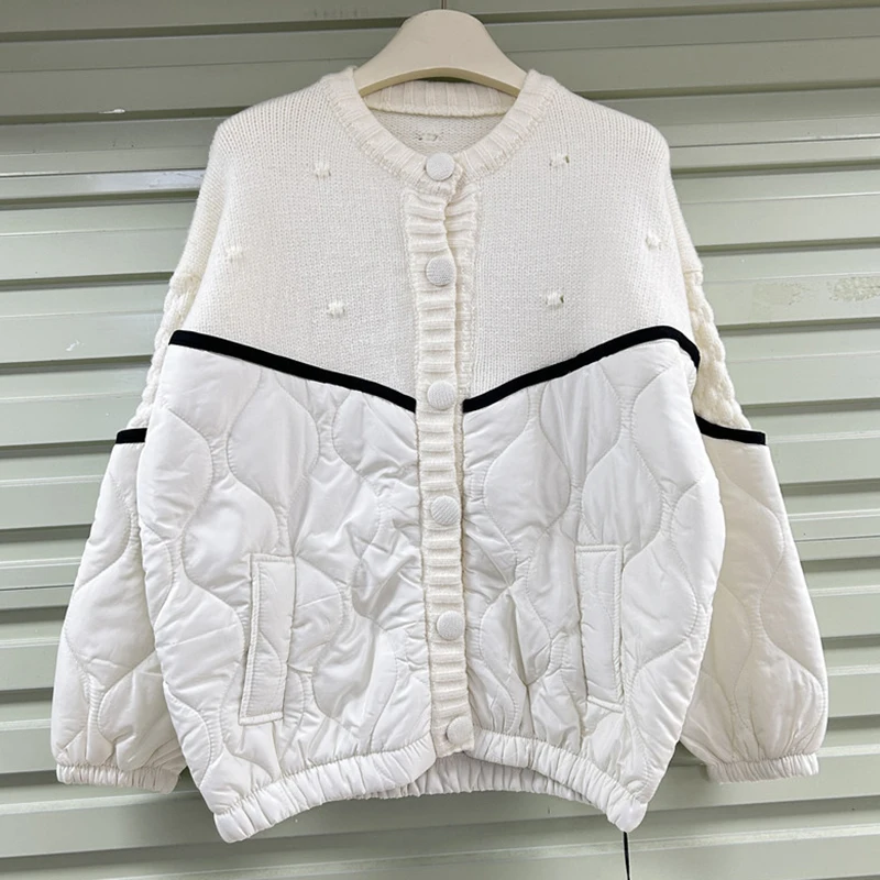 Женский свитер с длинным рукавом DEAT Свободный Повседневный пуловер контрастных