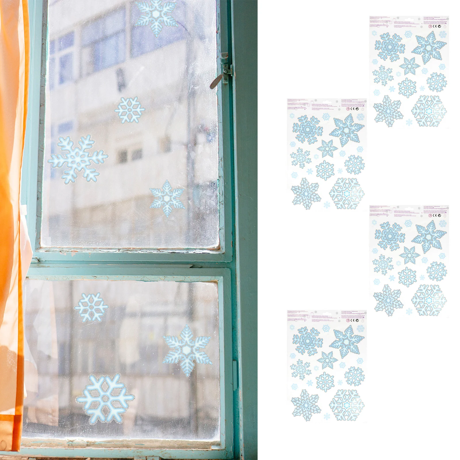 4 шт. наклейки на снежное стекло снежинка наклейка окно рождественская тема
