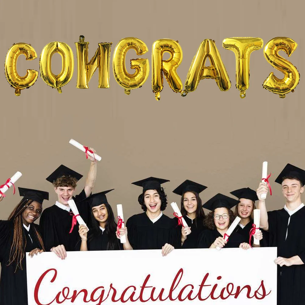 

Graduation Balloons Party Balloon Decorative Grad Congratsgold Supplies Set Decoration Hat Decorations Banner Photo Props