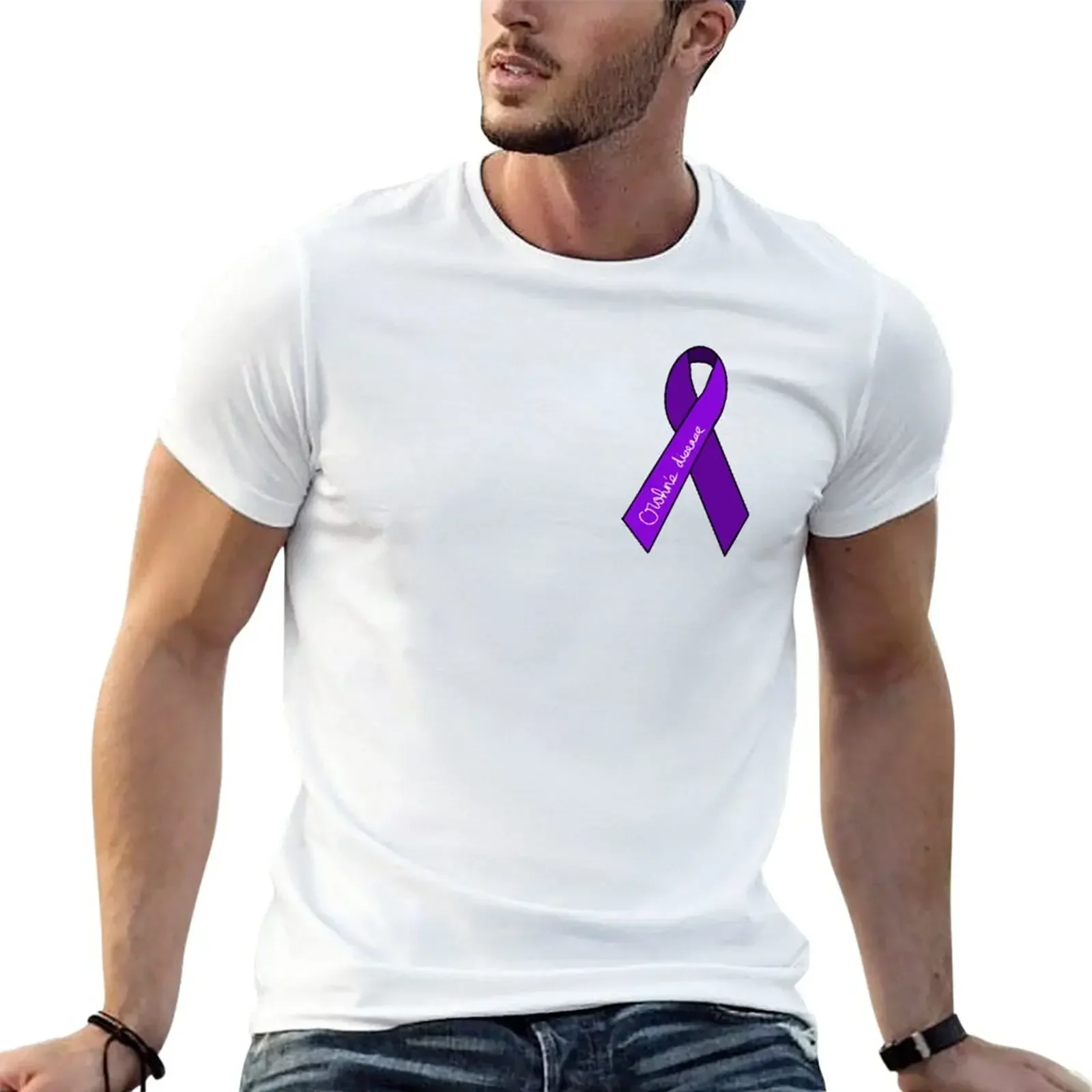 Футболка Crohn с лентой для информирования о заболеваниях винтажная белая мужская