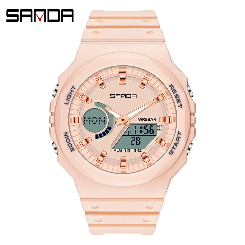 

SANDA 2023 New Casual Women's Watches Fashion Luxury Digital Quartz Watch for Female Clock 5ATM Waterproof Relogio Feminino 6016