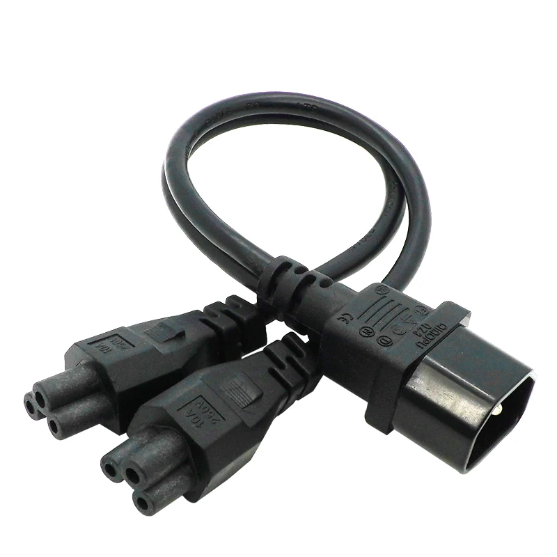 

Power Y Type Splitter Adapter Cable Single IEC 320 C14 Male to Dual C5 Female Short Cord for Computer host display 0.3M