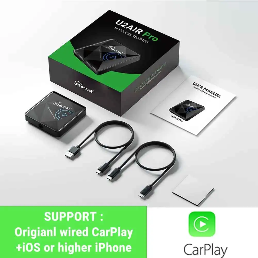 

OTTOCAST U2Air PRO Проводной беспроводной адаптер CarPlay Dongle Bluetooth WiFi USB Мультимедийный плеер для Kia Audi Toyota VW Nissan