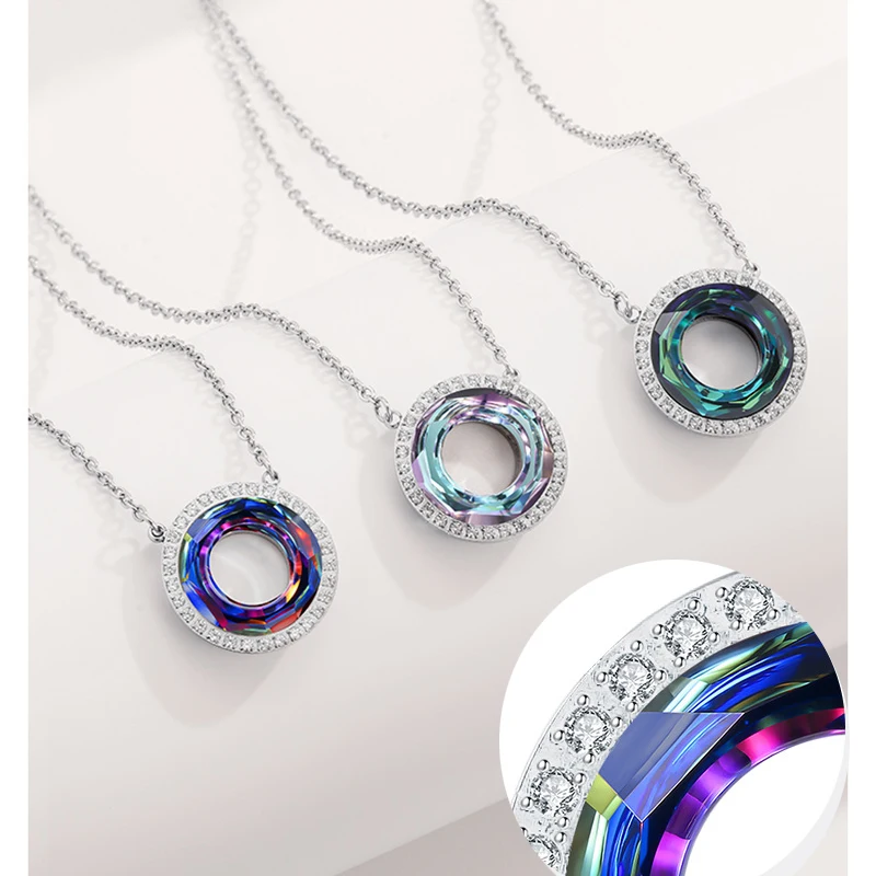 Необычные камни ожерелье из нержавеющей стали подлинный кристалл Австрия