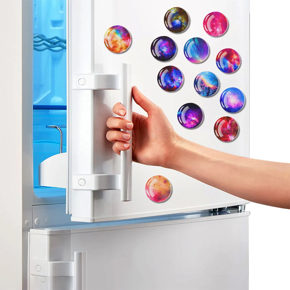 Светящаяся туманность Аврора магнит на холодильник стеклянный купол