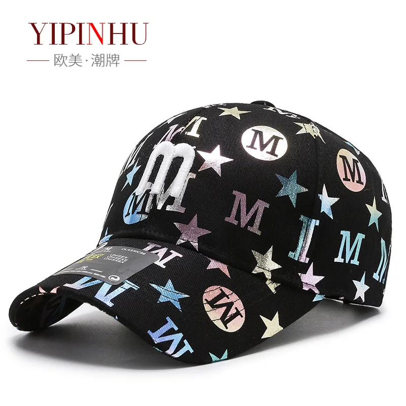 

Hat spring and autumn graffiti embroidery bronzing m letter couple trend fashion baseball cap street sun protection sun hat