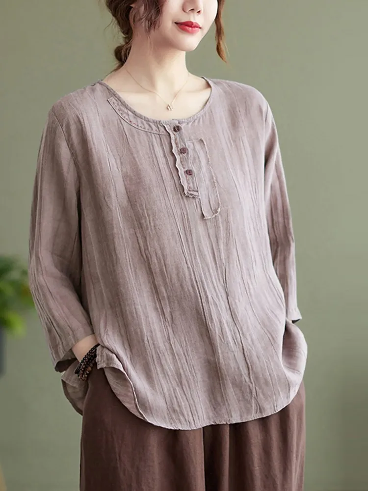 

Женские Летние повседневные футболки, Новое поступление 2022, винтажные стильные однотонные свободные удобные женские хлопковые топы с круг...